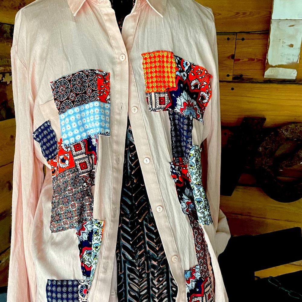 Upcycled polyester and rayon top